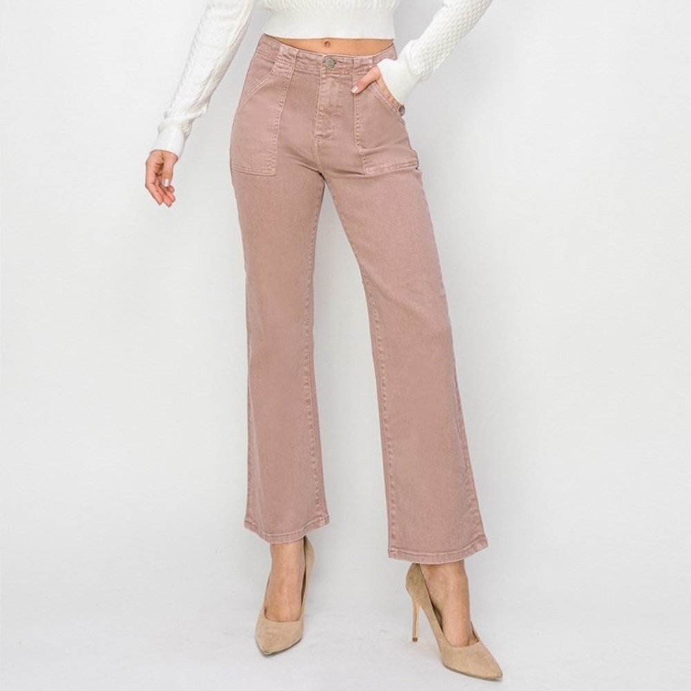 Risen Women's Light Pink Ankle Flare Jeans w/ Patch Pockets  - size 9/29